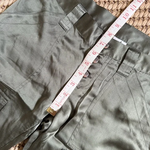 Joie Vtg Silk Green Low Rise Cargo Pants Size 27 Y2K Lightweight Natural Neutral - Picture 11 of 14